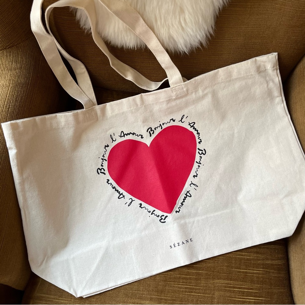 Sezane Heart Tote Bonjour L’Amour Bag ❤️